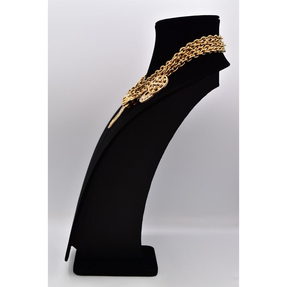 Givenchy Vintage Runway Statement Logo Charm Necklace Gold Chunky Signed Bin5 - Picture 9 of 12